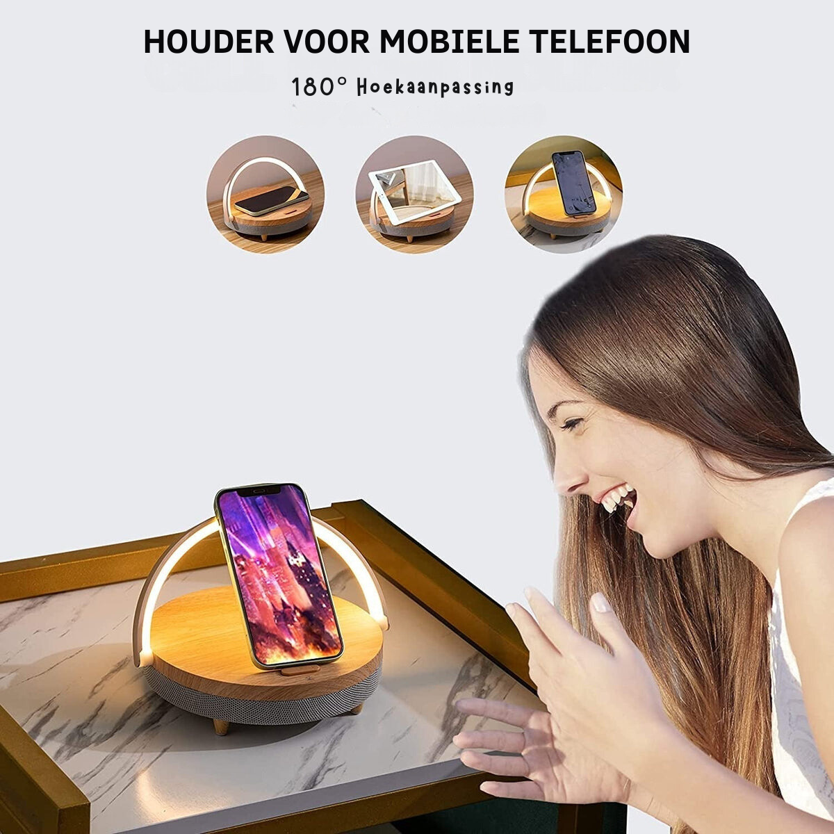 3-in-1 Smart Desk Lamp with Bluetooth Speaker & Wireless ...