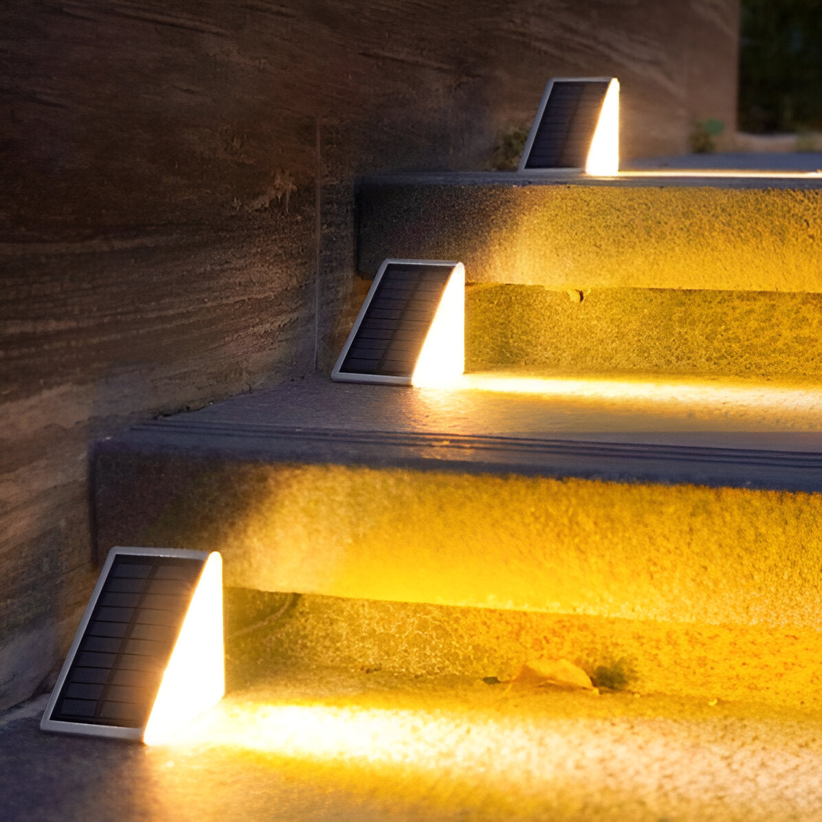Waterproof LED Solar Triangle Step Lights - Set of 2