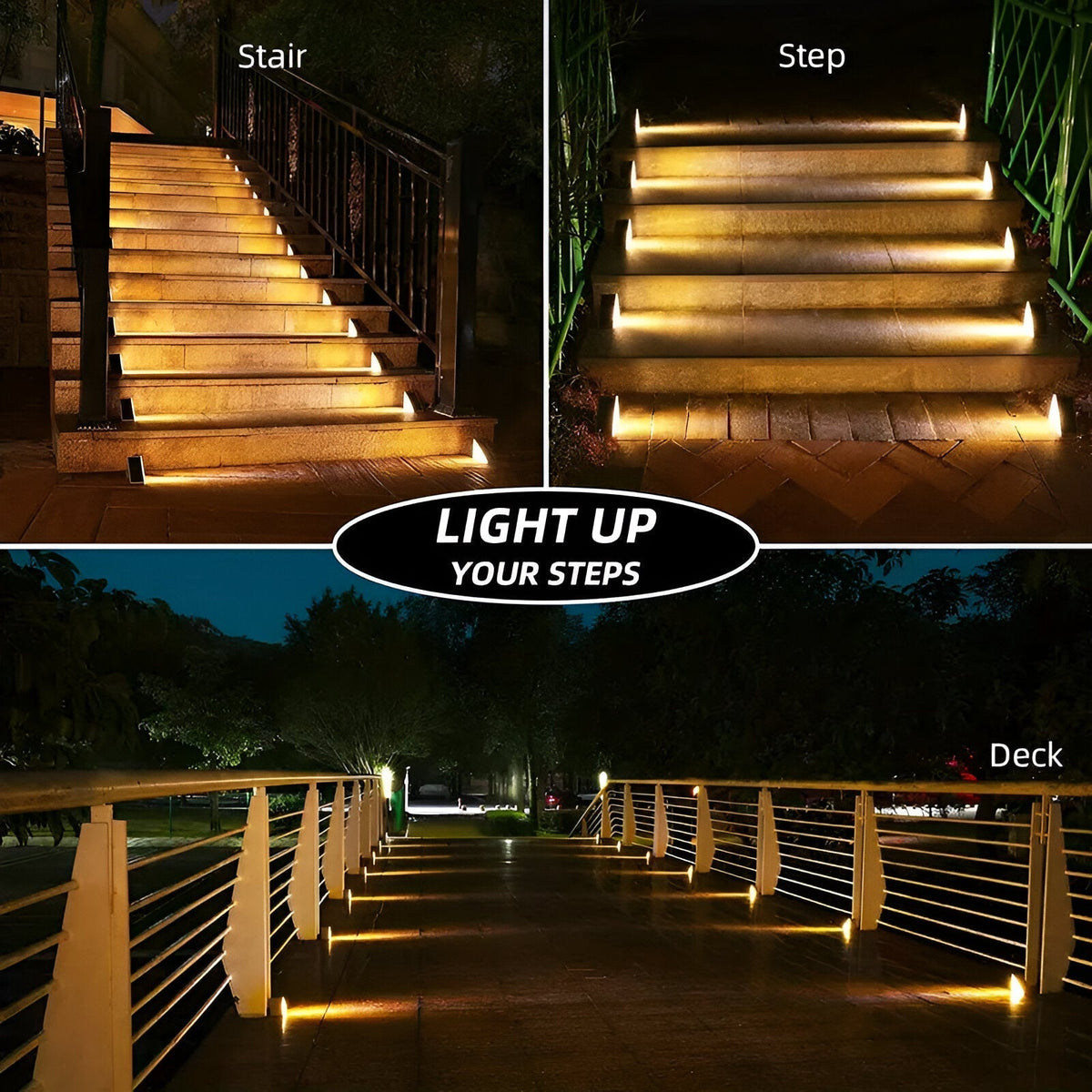 Waterproof LED Solar Triangle Step Lights - Set of 2
