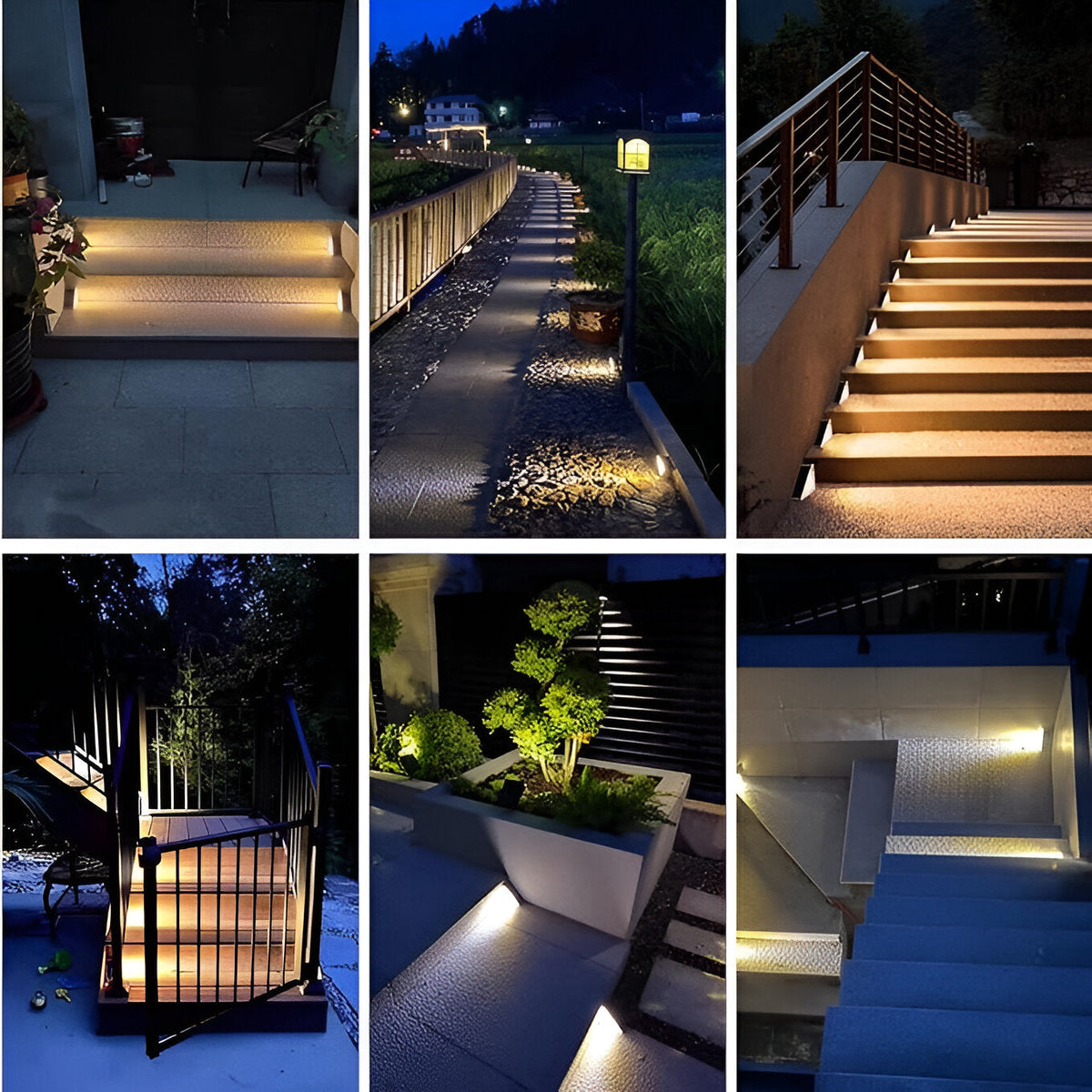 Waterproof LED Solar Triangle Step Lights - Set of 2