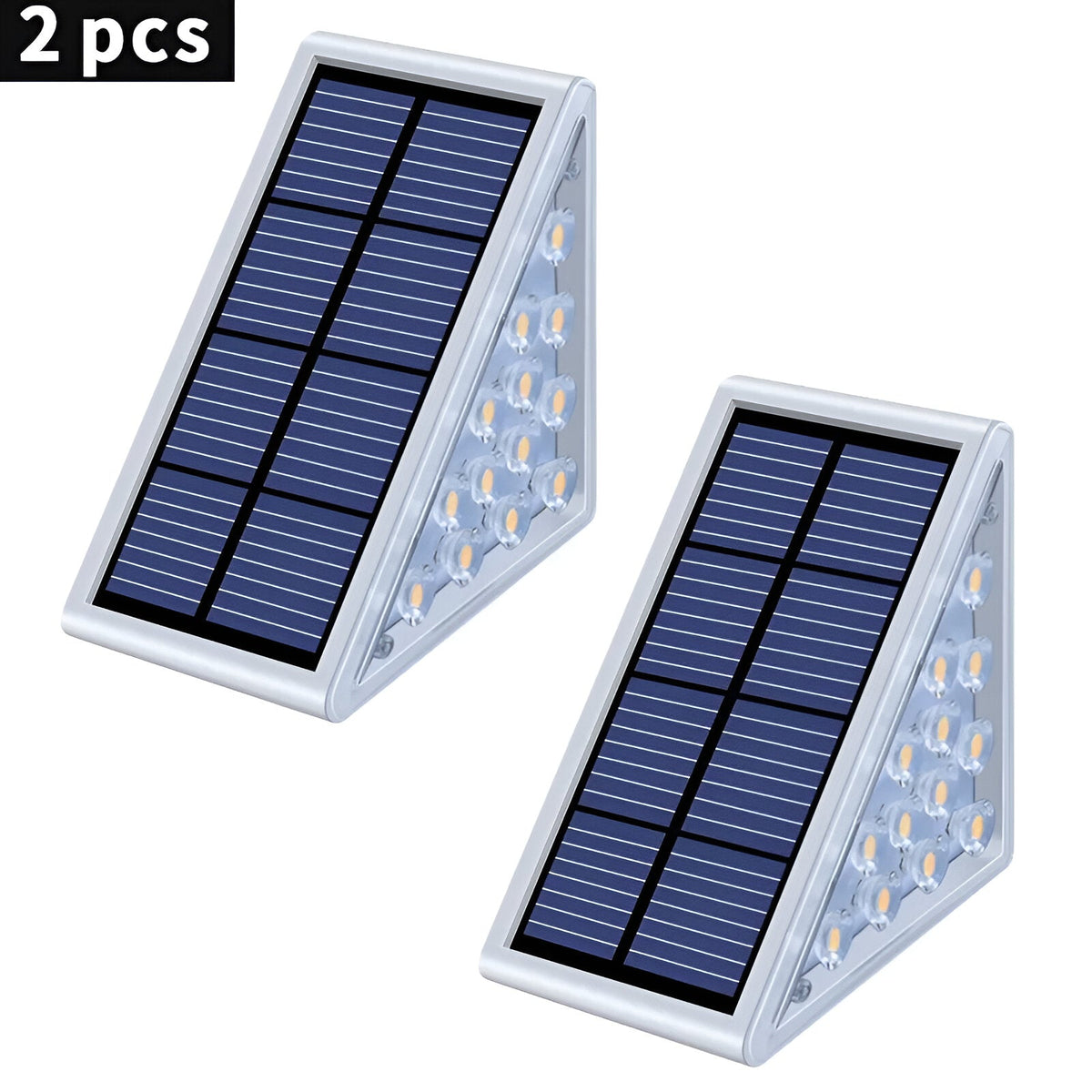 Waterproof LED Solar Triangle Step Lights - Set of 2