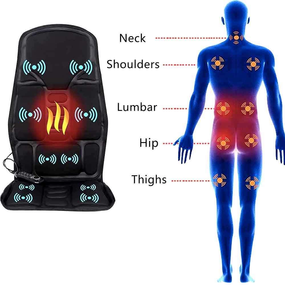 8-Setting Heated Massage Pad for Full-Body Comfort at Home & Car